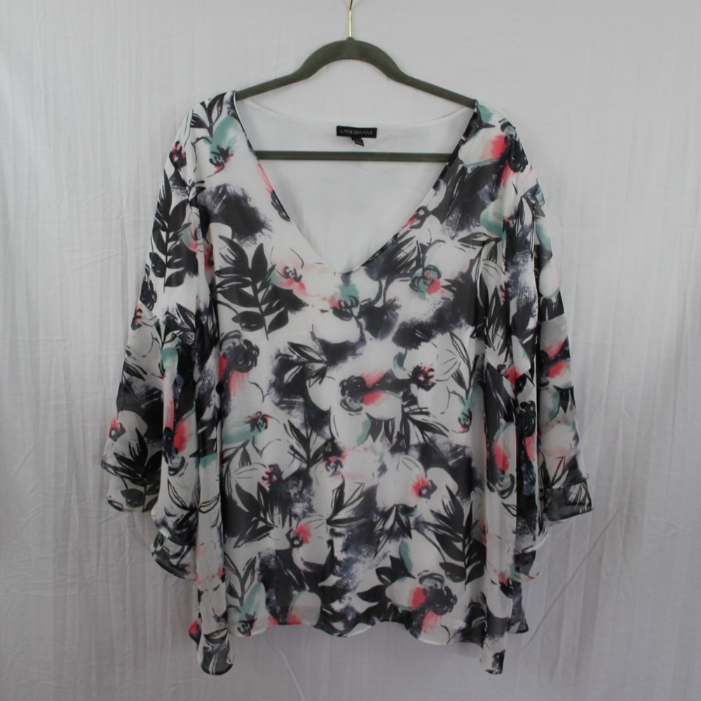 Lane Bryant Floral 3/4 Sleeve Blouse 26/28